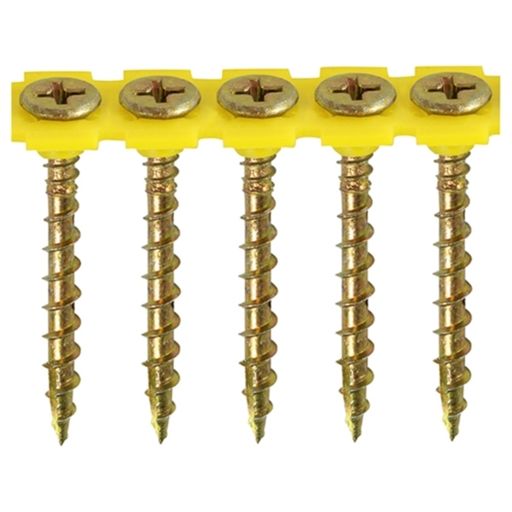 TIMco Collated Solo Screws - PH - Double Countersunk - Yellow 4.2x40mm Image 1
